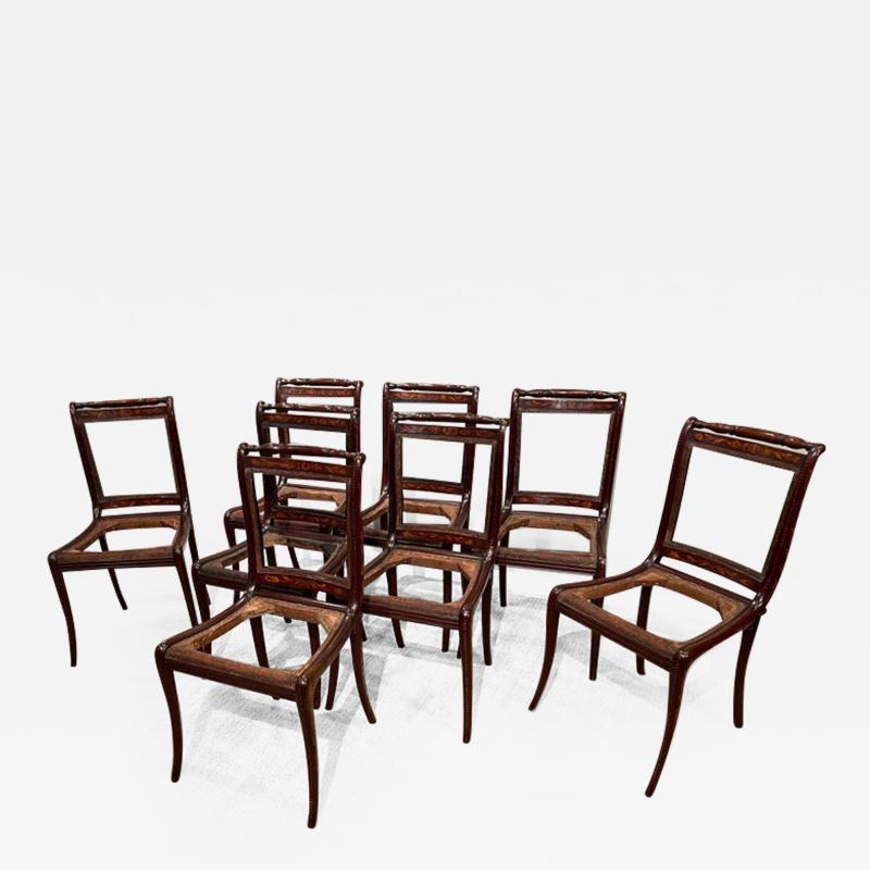 Set of 8 Early 19th Century Dutch Marquetry Dining Chairs