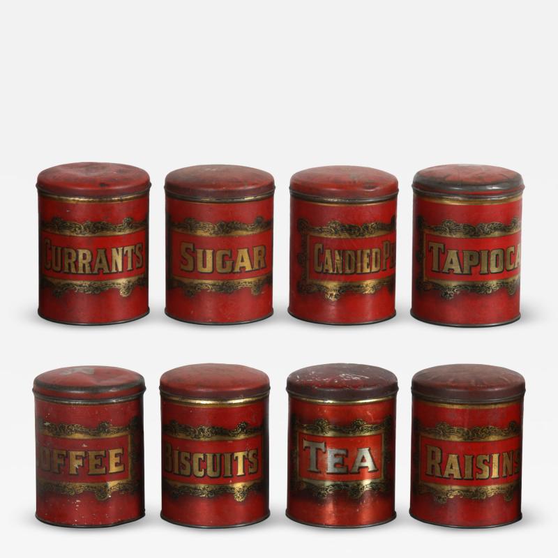 Set of 8 English 19th Century Kitchen Storage Tins