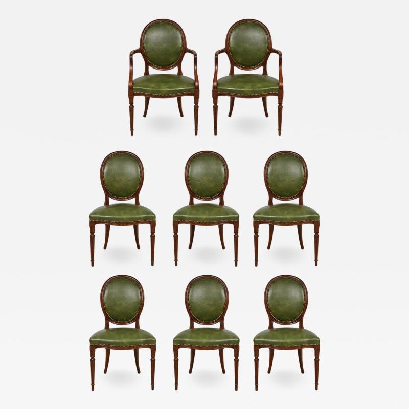 Set of 8 Leather Upholstered Mahogany Dining Chairs in the Georgian Manner