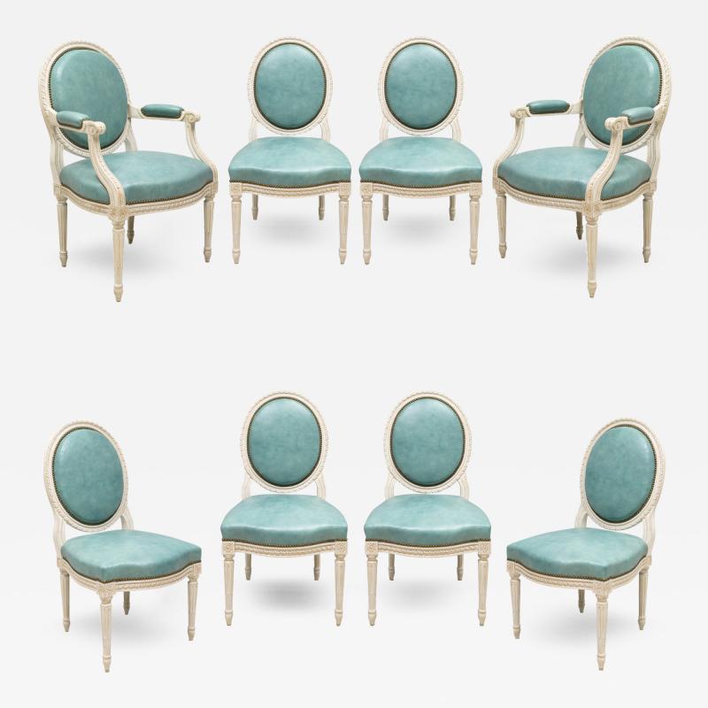 Set of 8 Louis XVI Style Painted Dining Chairs