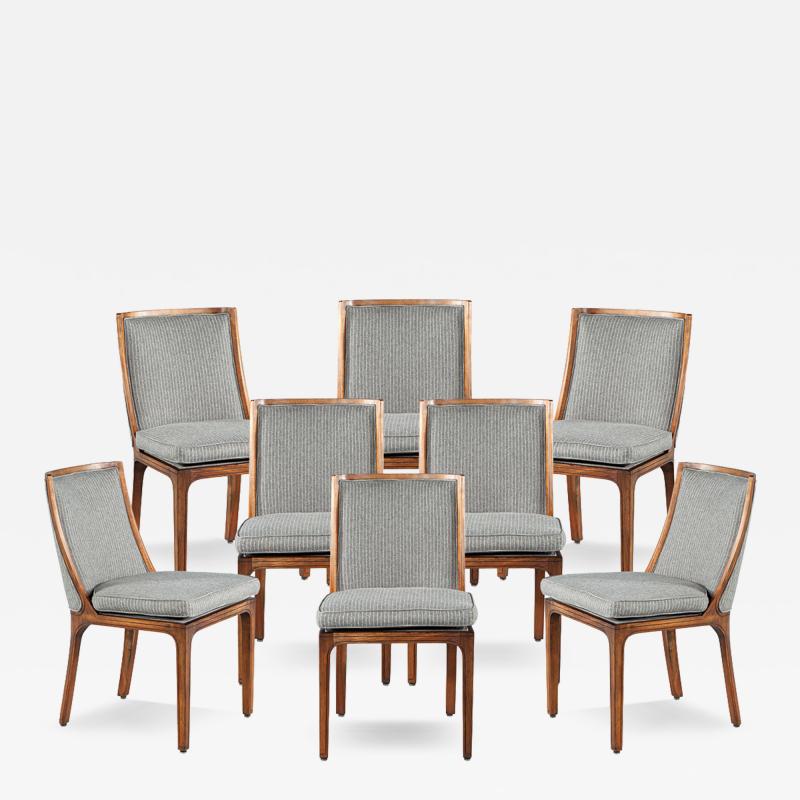 Set of 8 Vintage Curved Back Walnut Dining Chairs by Nienkamper