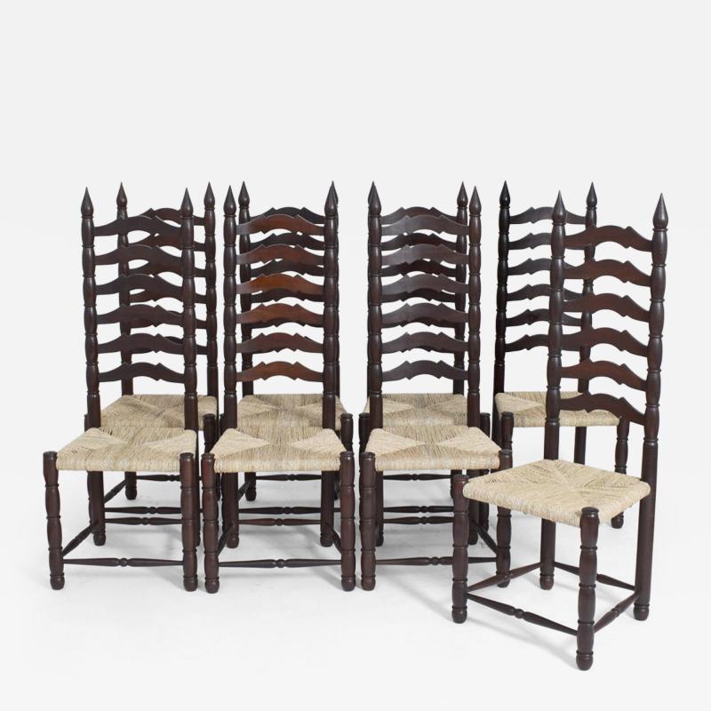 Set of 8 high back chairs 1950s
