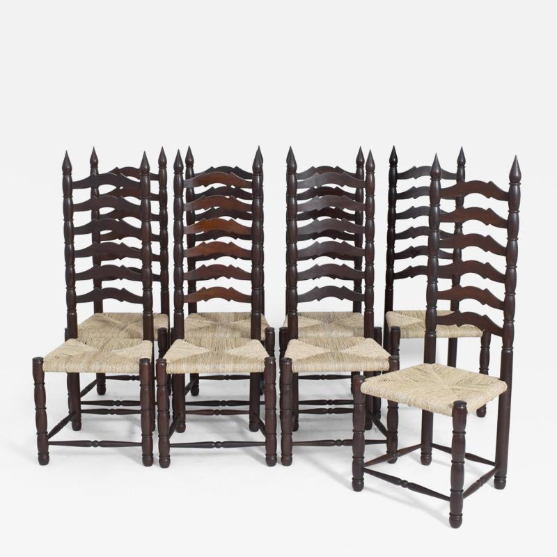 Set of 8 high back chairs 1950s 