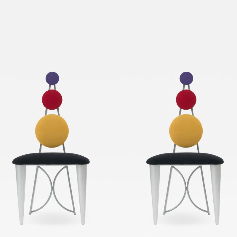 Set of Eight American Multicolored Panel Chairs