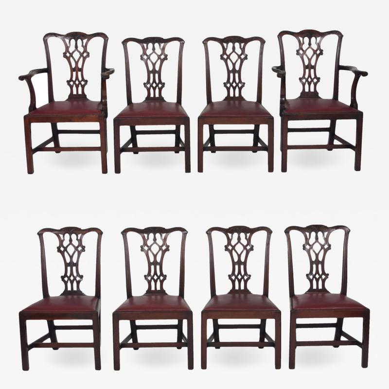 Set of Eight Chippendale Style Mahogany Dining Chairs 6 2 early 19th c 