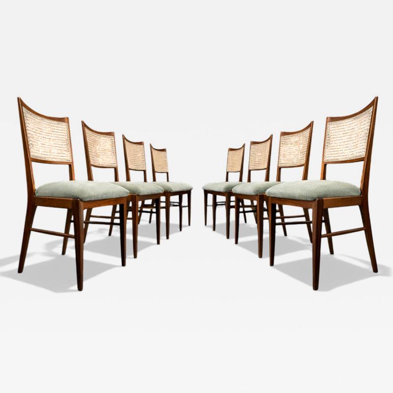 Set of Eight Dining Chairs in Caviuna Cane Sage Chenille 1960s Lot 221 876