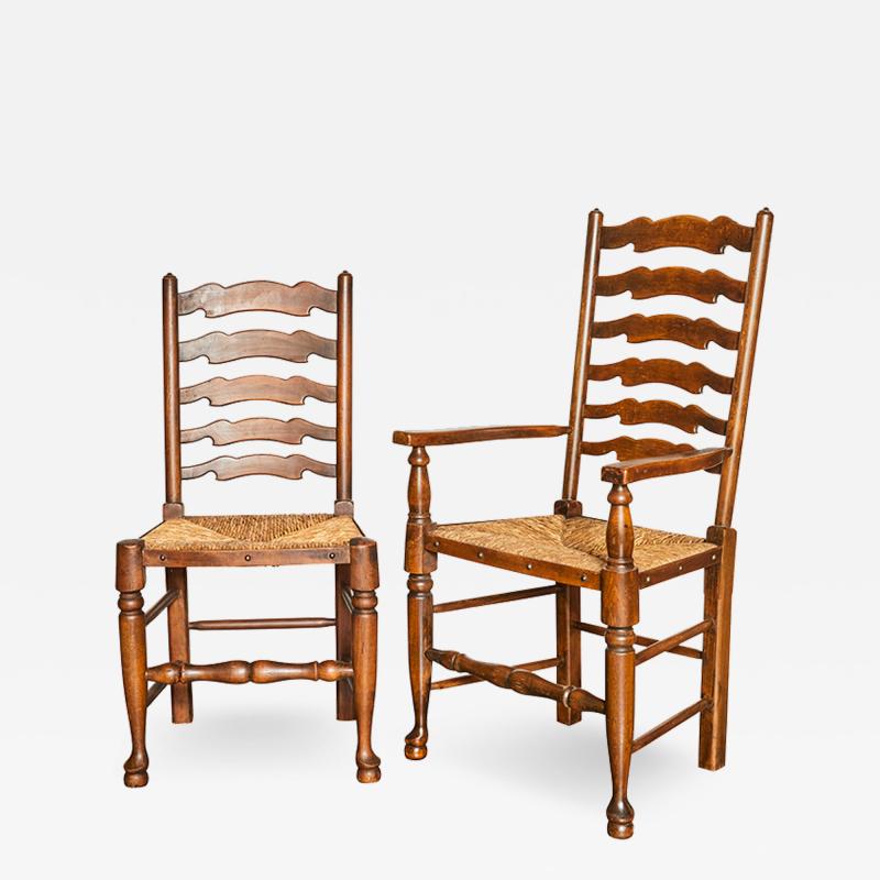 Set of Eight English Ladder Back Chairs