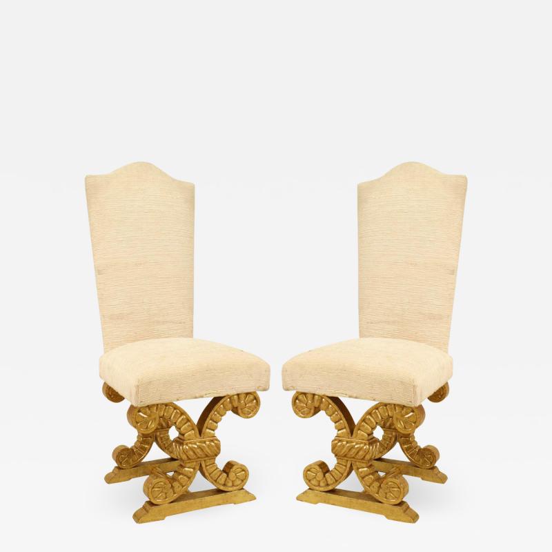 Set of Eight French Gilt and Upholstered Side Chairs