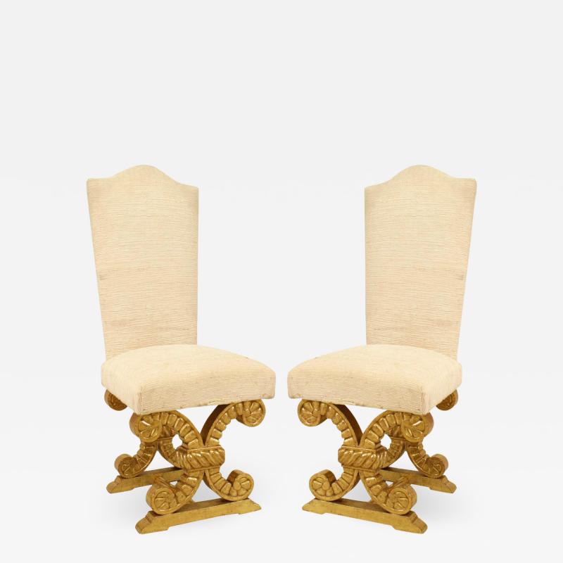 Set of Eight French Gilt and Upholstered Side Chairs