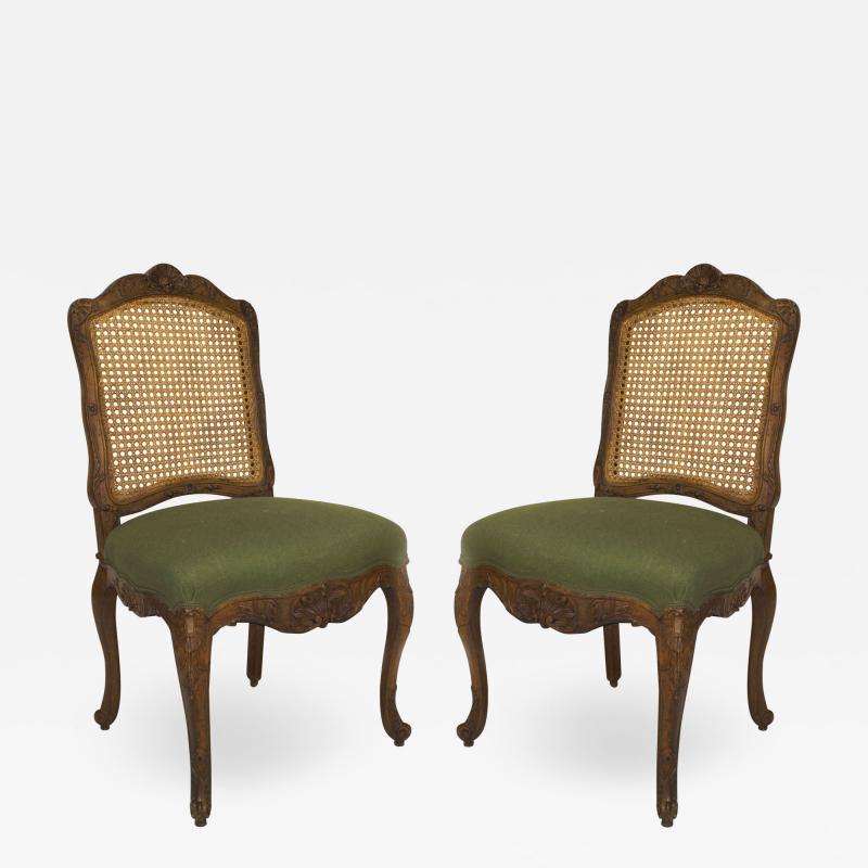 Set of Eight French Provincial Louis XV Green Side Chairs