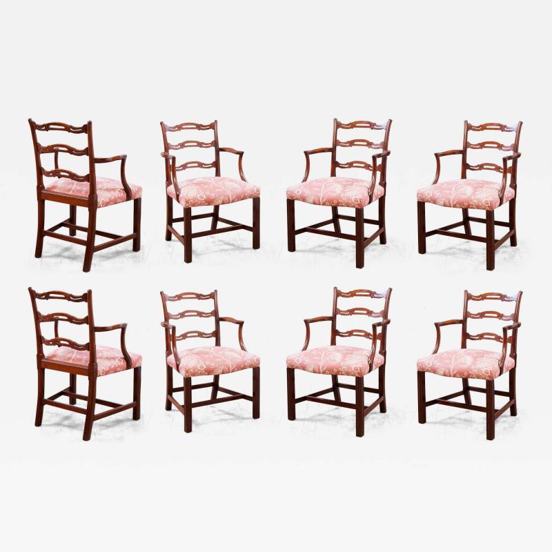 Set of Eight Georgian Ladder Back Armchairs