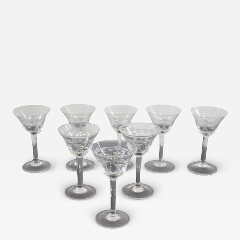 Set of Eight Liqueur Crystal Glasses with Refined Decoration