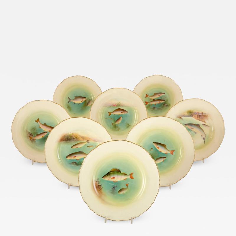 Set of Eight Royal Worcester Ichthyological porcelain plates