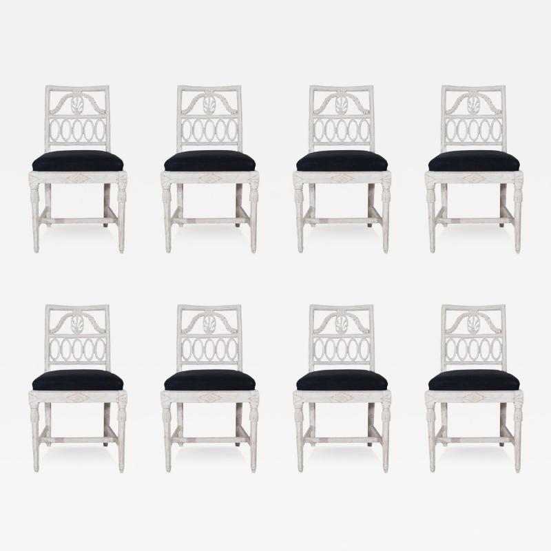 Set of Eight Swedish Gustavian Dining Chairs circa 1820