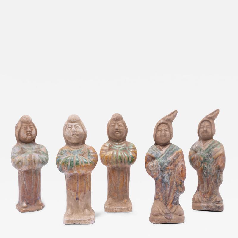 Set of Five Sancai Female Attendant Figures
