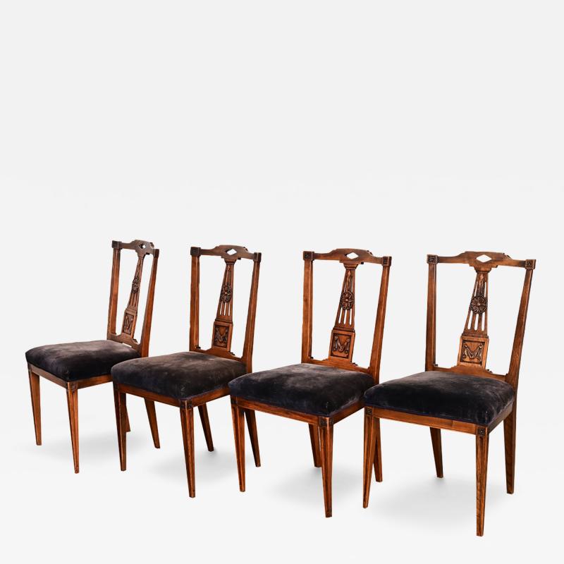Set of Four 19th Century Dutch Hand carved Oak Dining Chairs