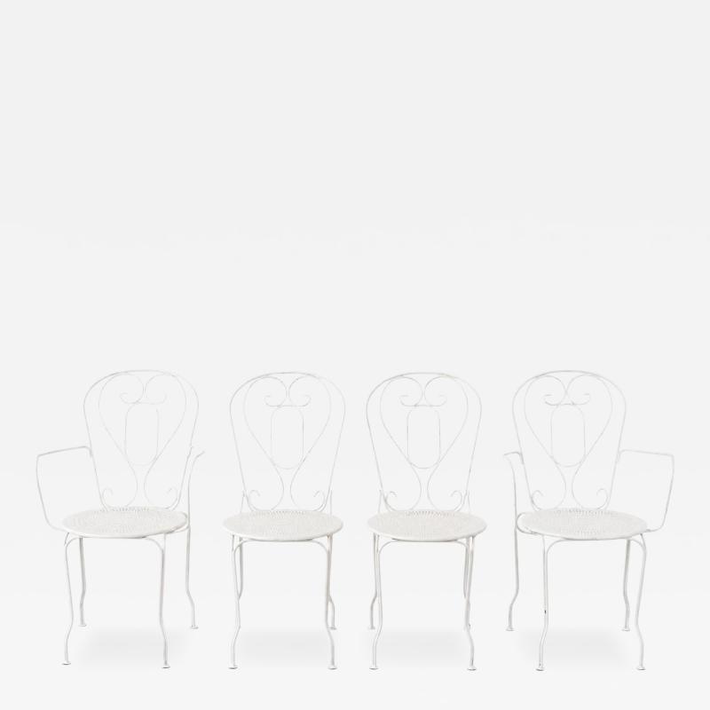 Set of Four 19th Century French Wrought Iron Garden Chairs