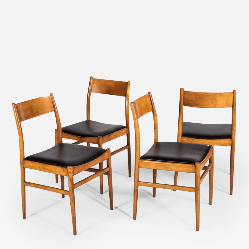 Set of Four 4 Mid Century Danish Modern Contoured Honey Oak Dining Chairs