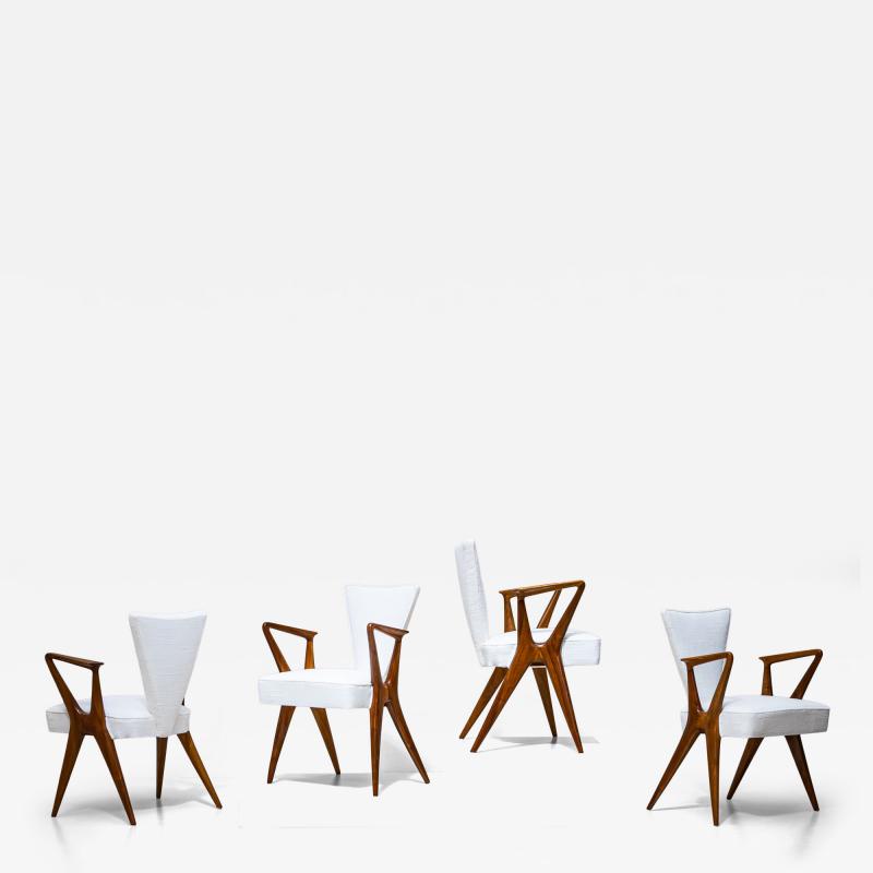 Set of Four Armchairs Italy 1950s
