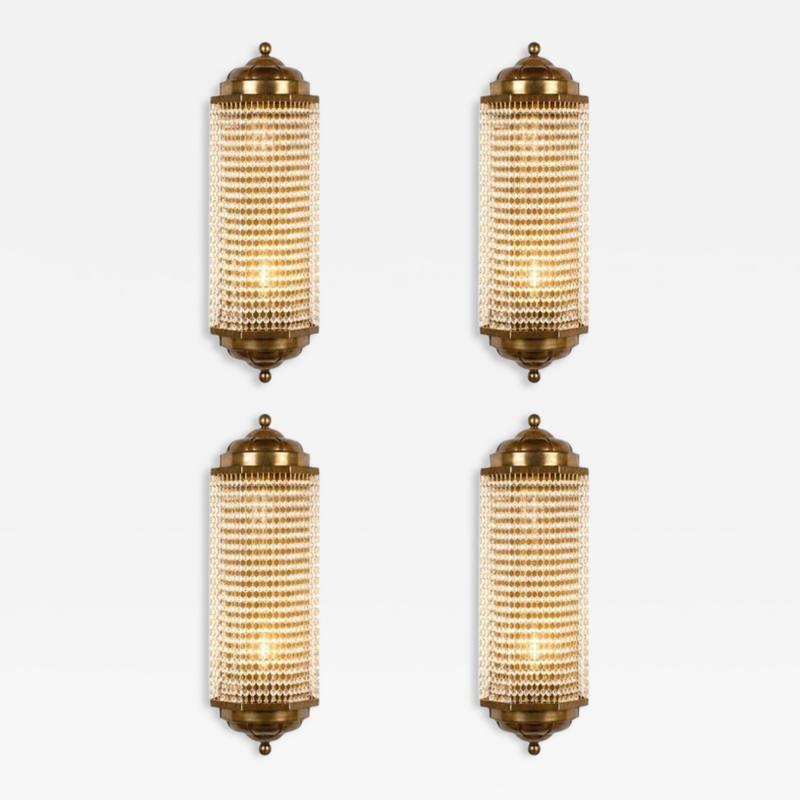 Set of Four Art Deco Style Crystal Sconces