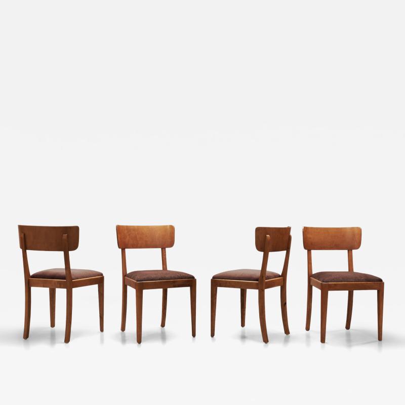 Set of Four Birch Dining Chairs Sweden 1940s