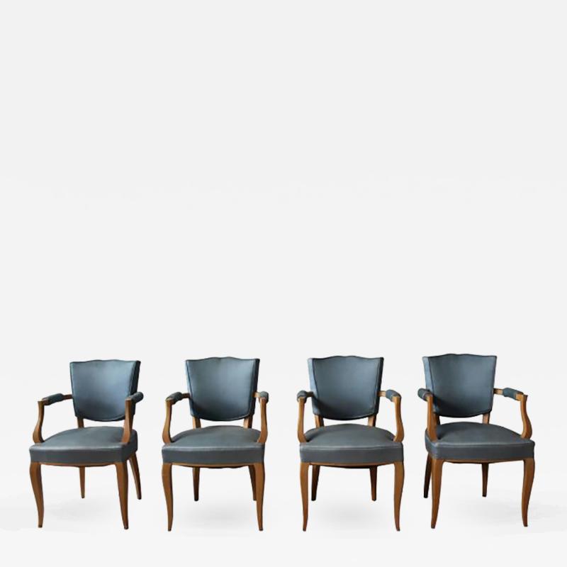 Set of Four Fine French Art Deco Sycamore Bridges Armchairs