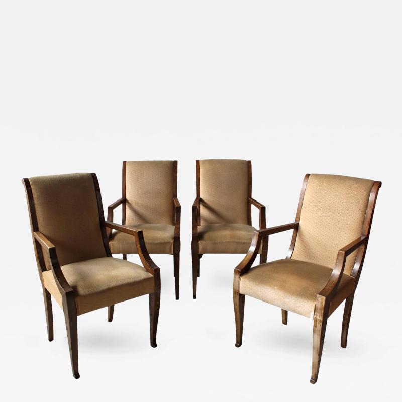Set of Four French Art Deco Neoclassical Walnut Bridge