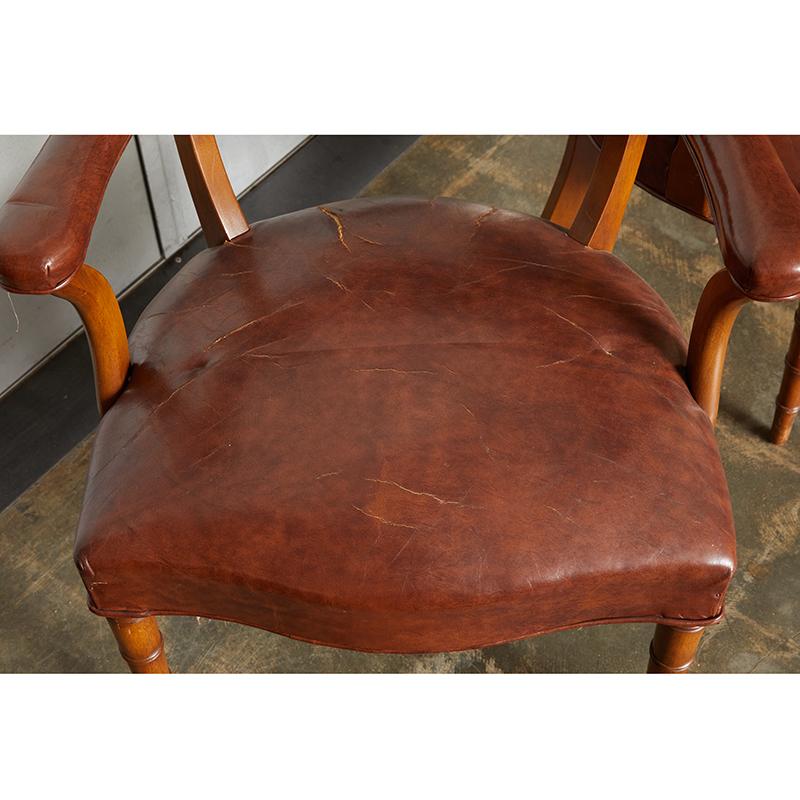 Set of Four Leather Upholstered Armchairs