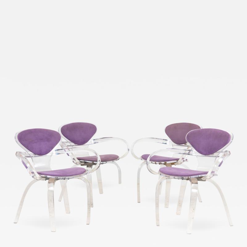 Set of Four Lucite Pretzel Chairs in the Style of Cherner 1970s