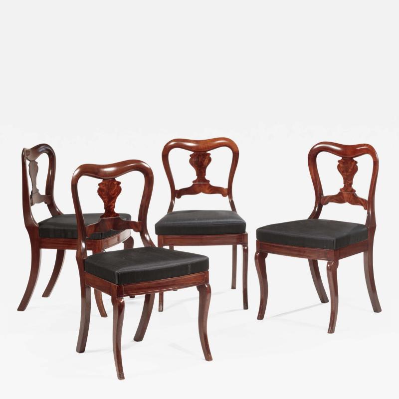 Set of Four Restauration Mahogany Dining Chairs