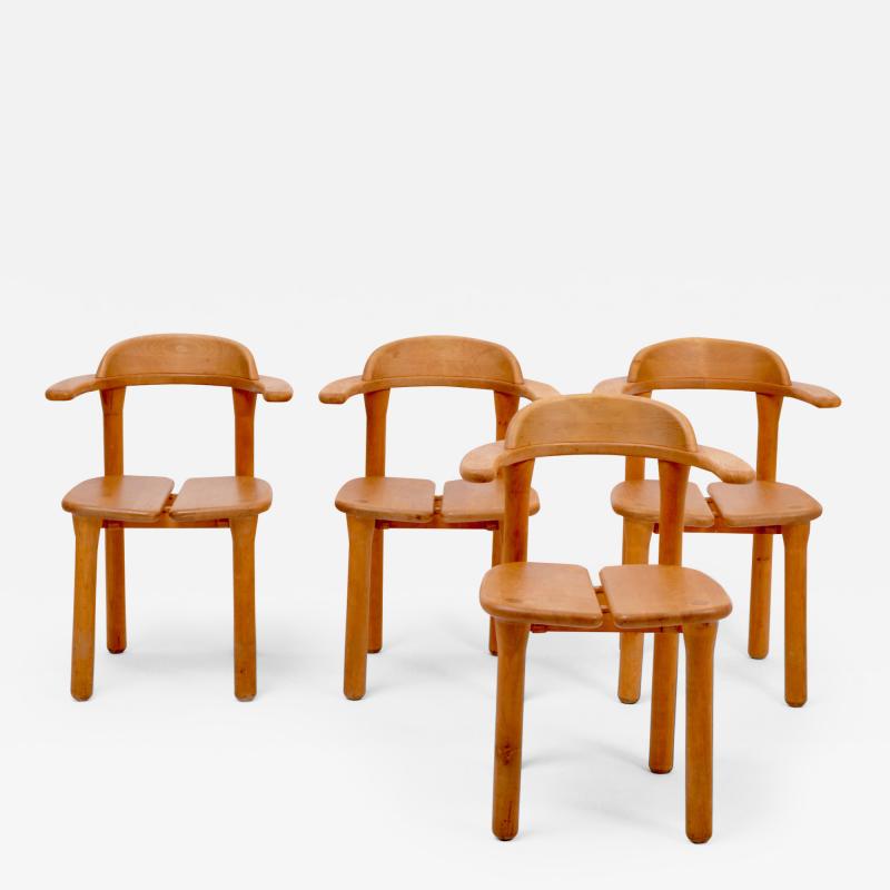 Set of Four Rustic Scandinavian Mid Century Modern Dining Chairs