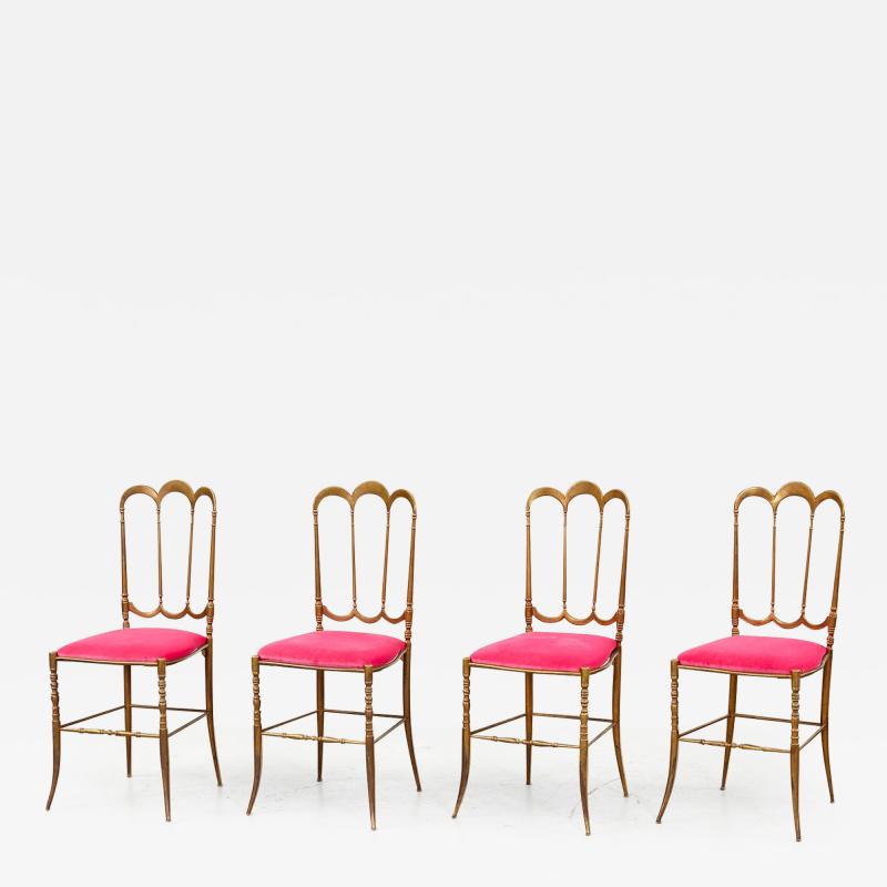 Set of Four Solid Brass Dining Chairs