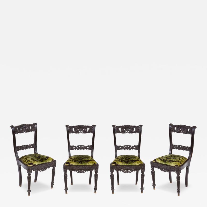 Set of Four Solid Ebony Chairs