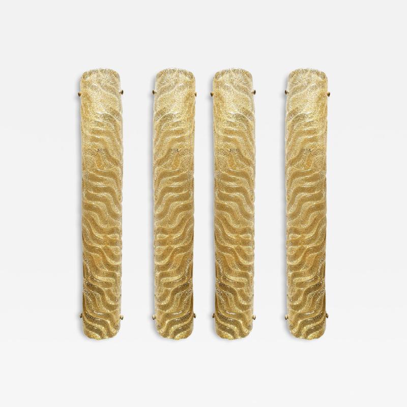 Set of Four Venetian Gold Graniglia Murano Glass Wall Sconce