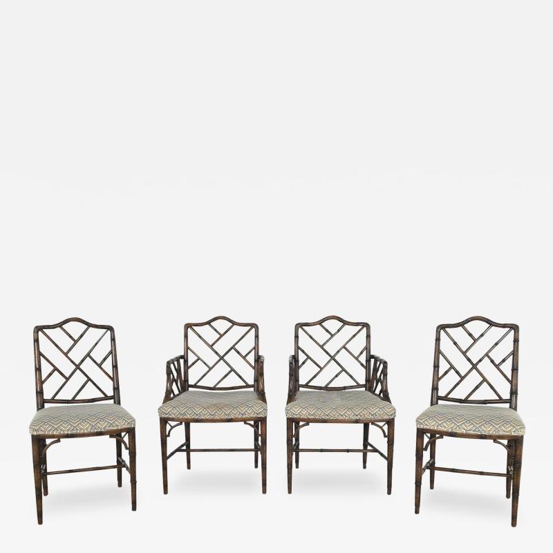 Set of Four Vintage Chinese Chippendale Style Chairs