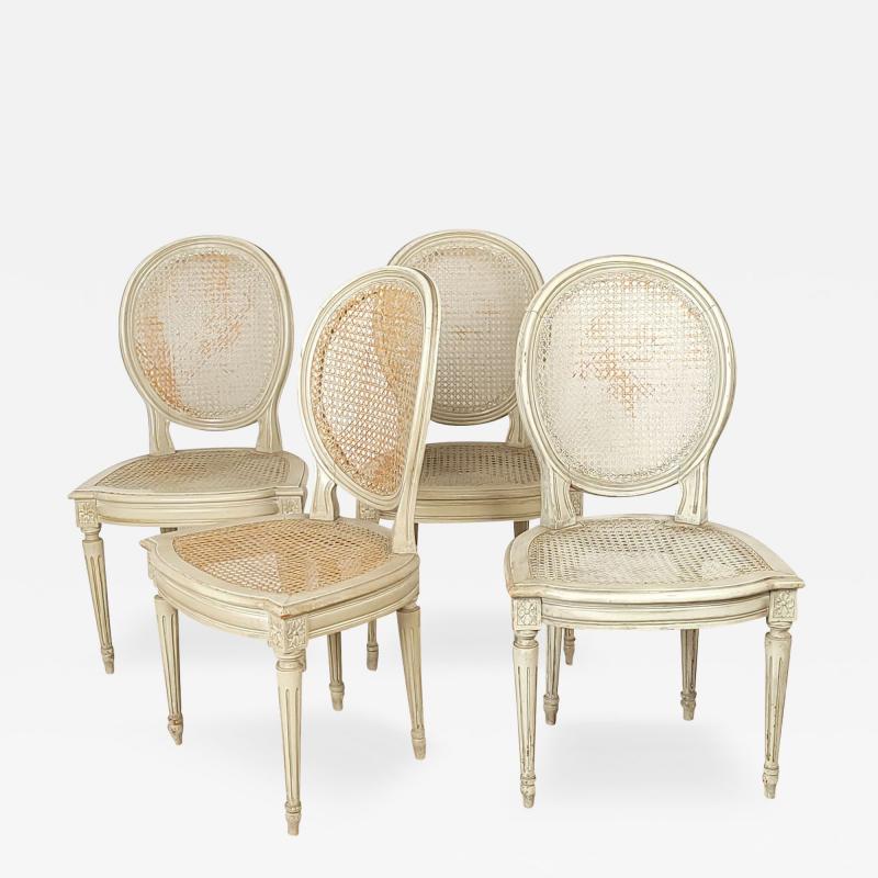 Set of Four Vintage Louis XVI Style Painted Chairs