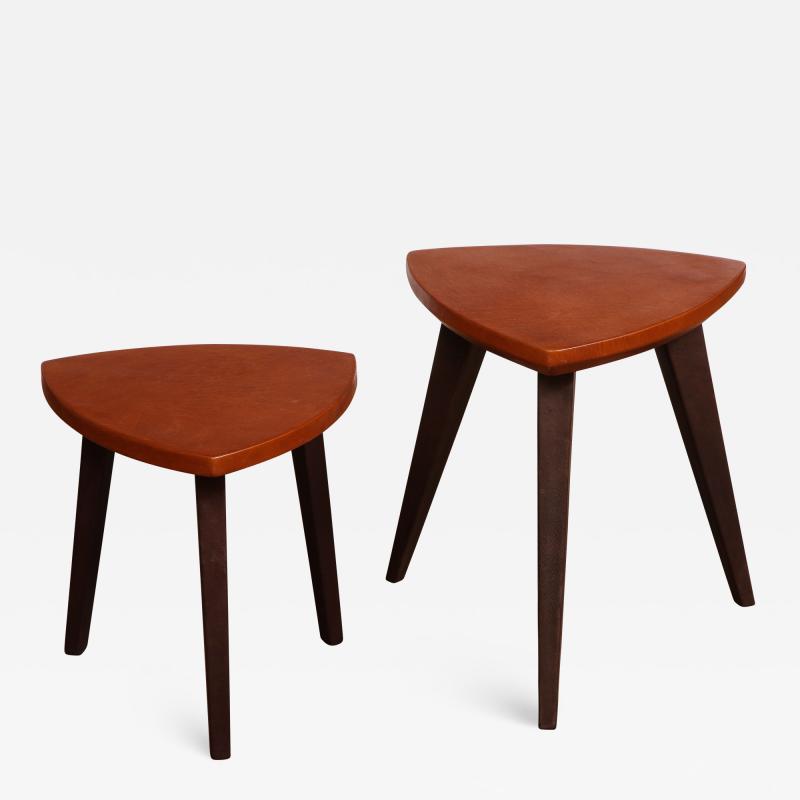 Set of Leather Wrapped Side Tables