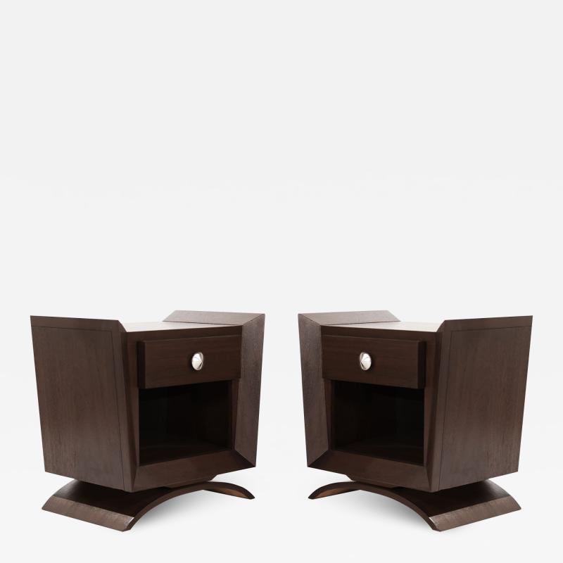 Set of Mahogany Bedside Tables by Brown Saltman C 1950s