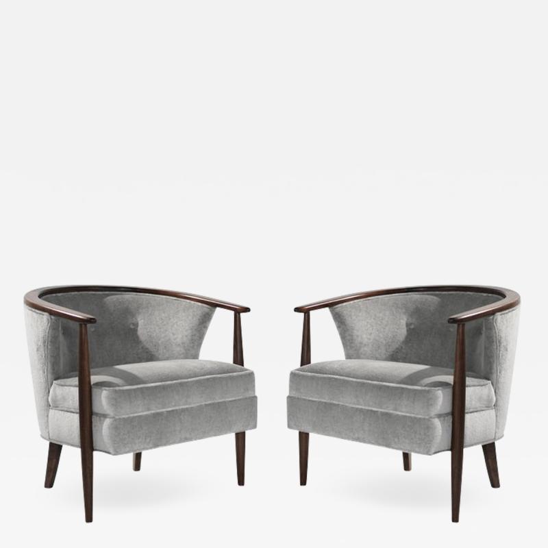 Set of Scandinavian Modern Barrel Lounge Chairs 1950s