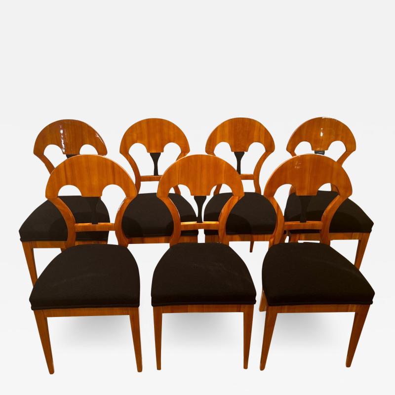 Set of Seven Biedermeier Chairs Cherry Veneer South Germany circa 1890