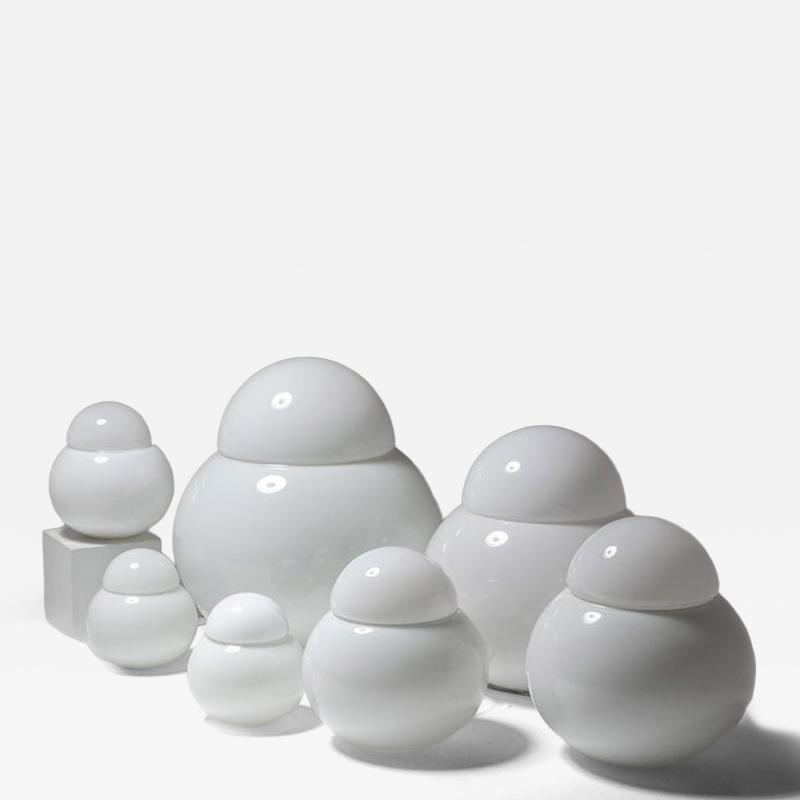 Set of Seven Daruma Glass Table Lamps by Sergio Asti for Candle