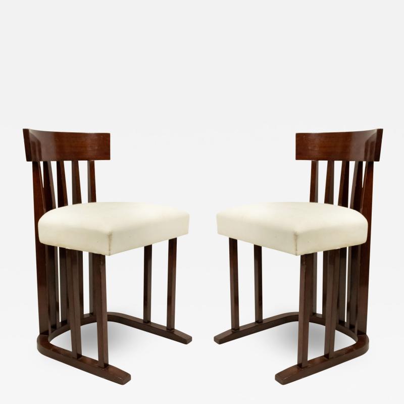 Set of Six Austrian Secessionist Mahogany Side Chairs
