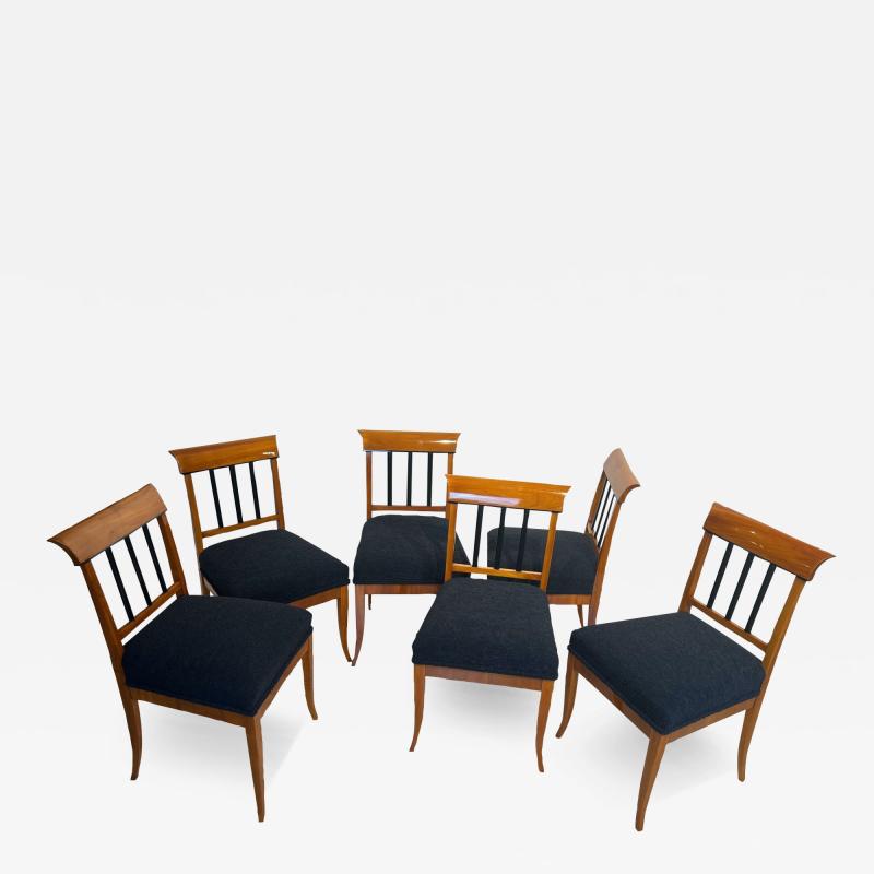 Set of Six Biedermeier Chairs Cherry Wood Ebony South Germany circa 1830