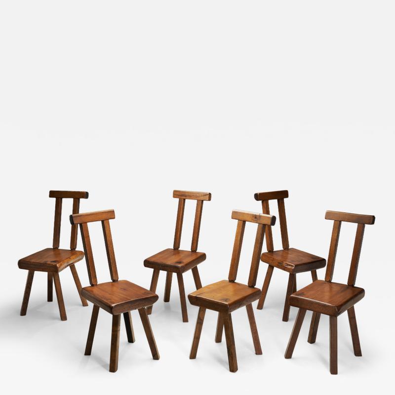 Set of Six Brutalist Chairs by Mobichalet Belgium ca 1960s
