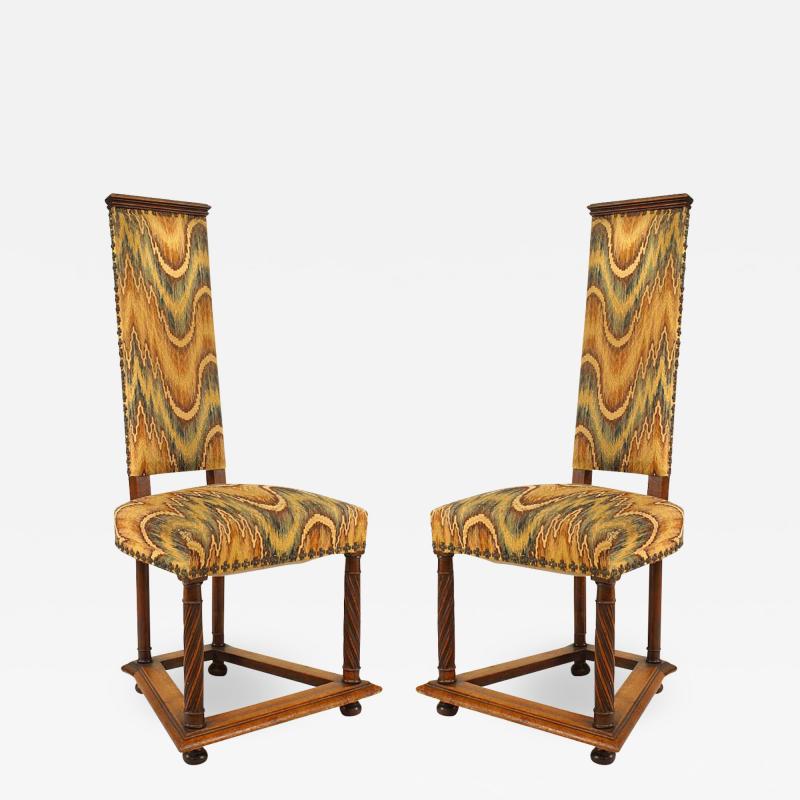 Set of Six English Arts Crafts Swirl Side Chairs