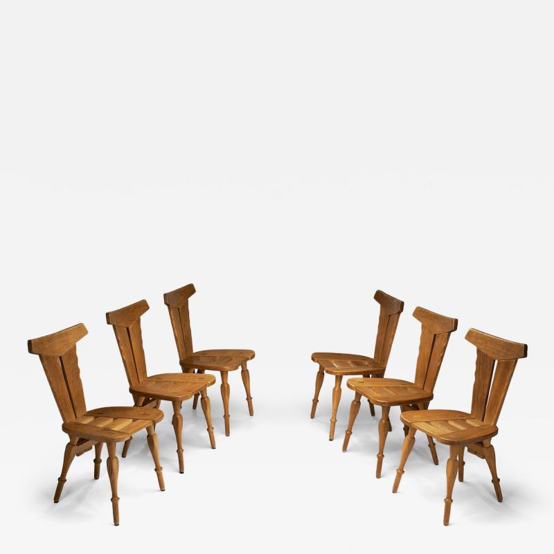 Set of Six Geometric Dining Chairs Europe ca 1960s