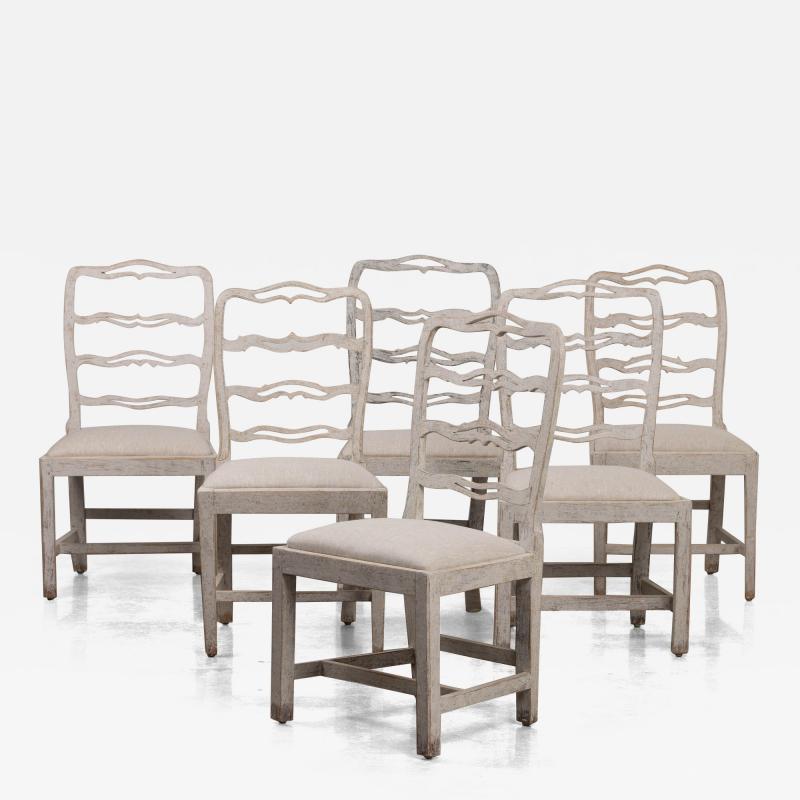 Set of Six Gustavian Period Painted Dining Chairs 19th c Swedish