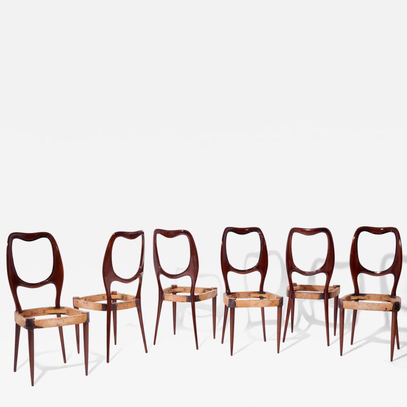 Set of Six Italian 1950s Beautifully Shaped Chairs