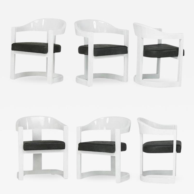 Set of Six Onassis White Lacquer Chairs Karl Springer