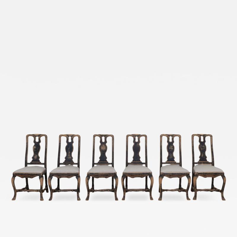 Set of Six Swedish Baroque Chairs Circa 1750